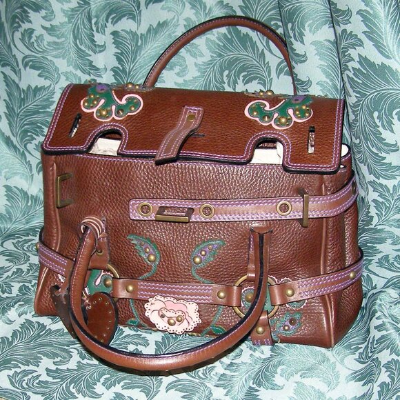 NEW $1200 Luella Bartley Punk Rose Baby Gisele bag with Applique w/FLAW - Picture 3 of 16